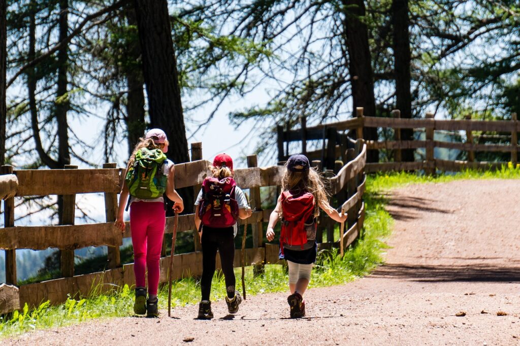 girls hiking