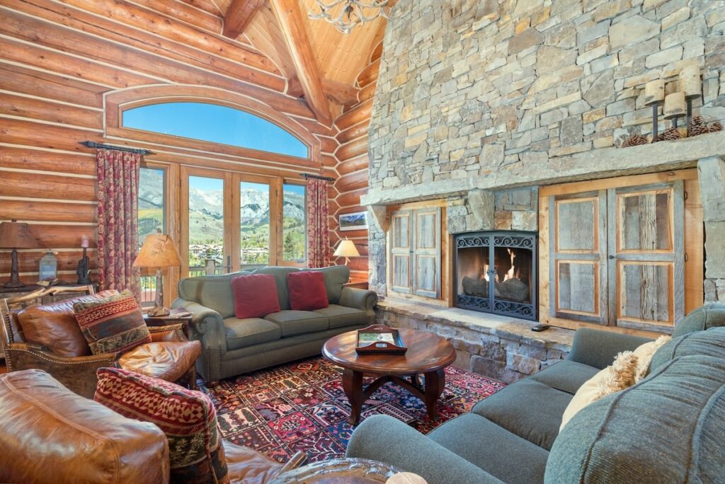 View of a fireplace in one of our Telluride rentals