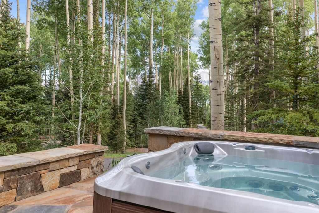 A view of a hot tub on a deck