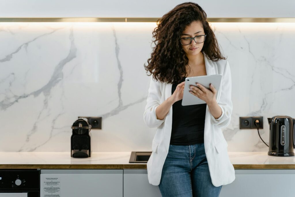 A woman with a tablet