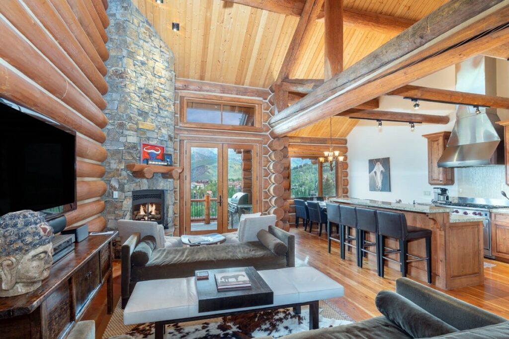 Living area in one of our family cabin rentals in Colorado